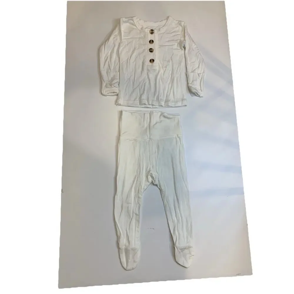 Little Biggins Bamboo Baby Outfit Lot 0-3 Months Shirt Pants Set 3Pc Bundle